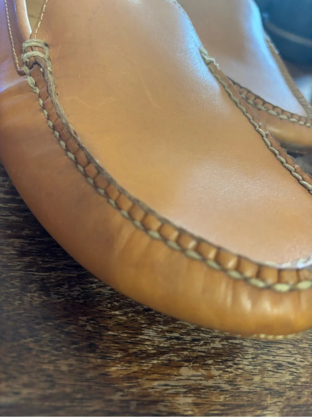 Polo by Ralph Lauren Men’s Cognac Leather Slip-On Loafers